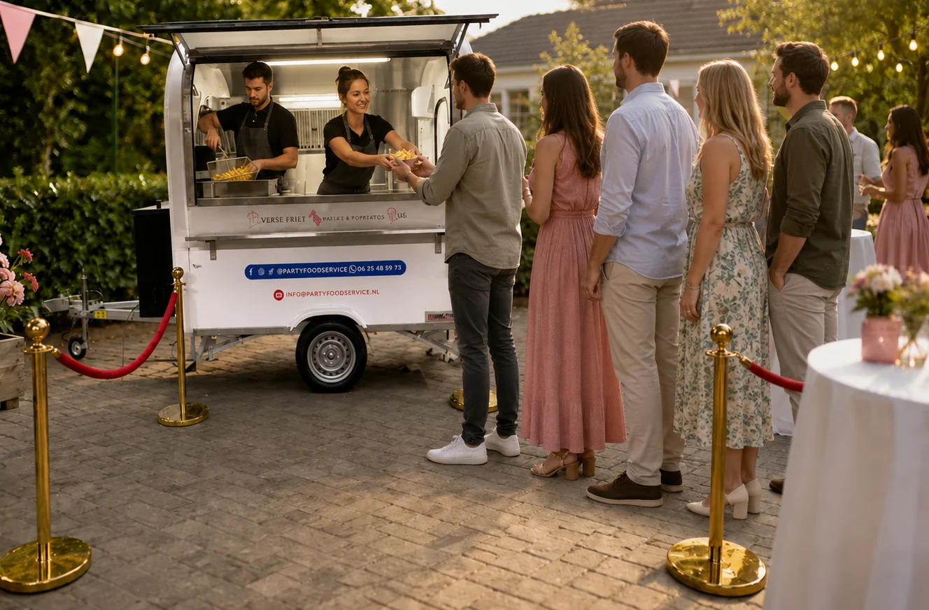 Mobiele frietkraam bij een buitenevenement